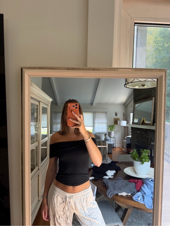 aerie Tops - aerie Black Off-Shoulder Crop Top